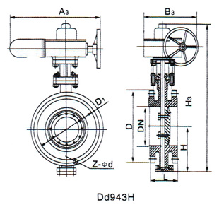 D943H防爆電動(dòng)三偏心法蘭蝶閥(圖1)